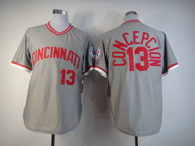 Men MLB Cincinnati Reds #13 Concepcion grey jerseys->->MLB Jersey